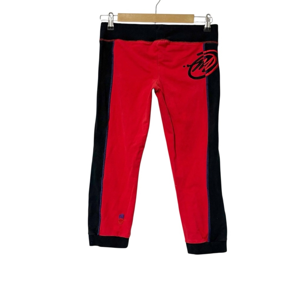 Miskeen Size Small Y2K Red Black Colorblock Embroidered Capris Grunge Punk Goth